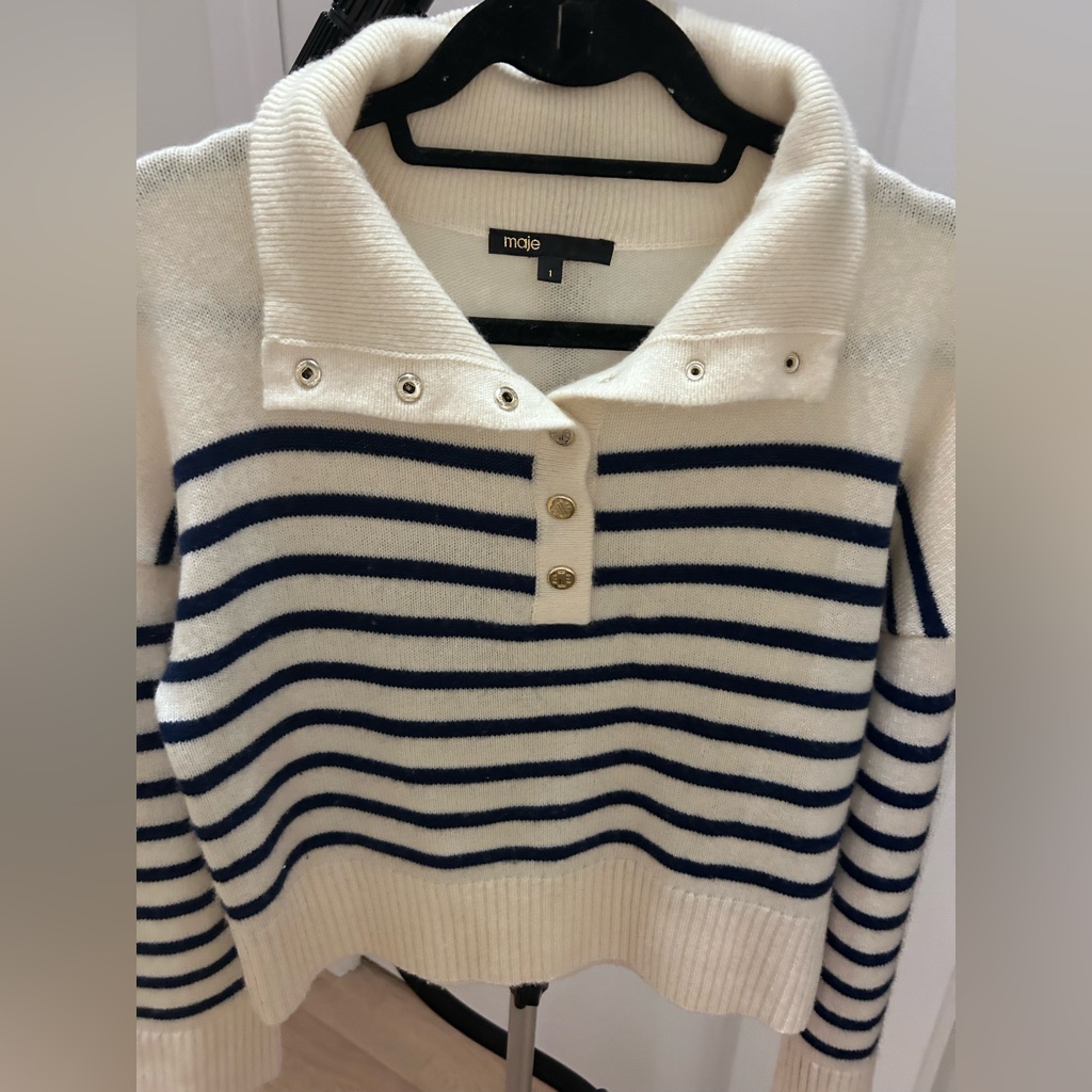 Maje Cashmere Striped Sweater, 1, Small